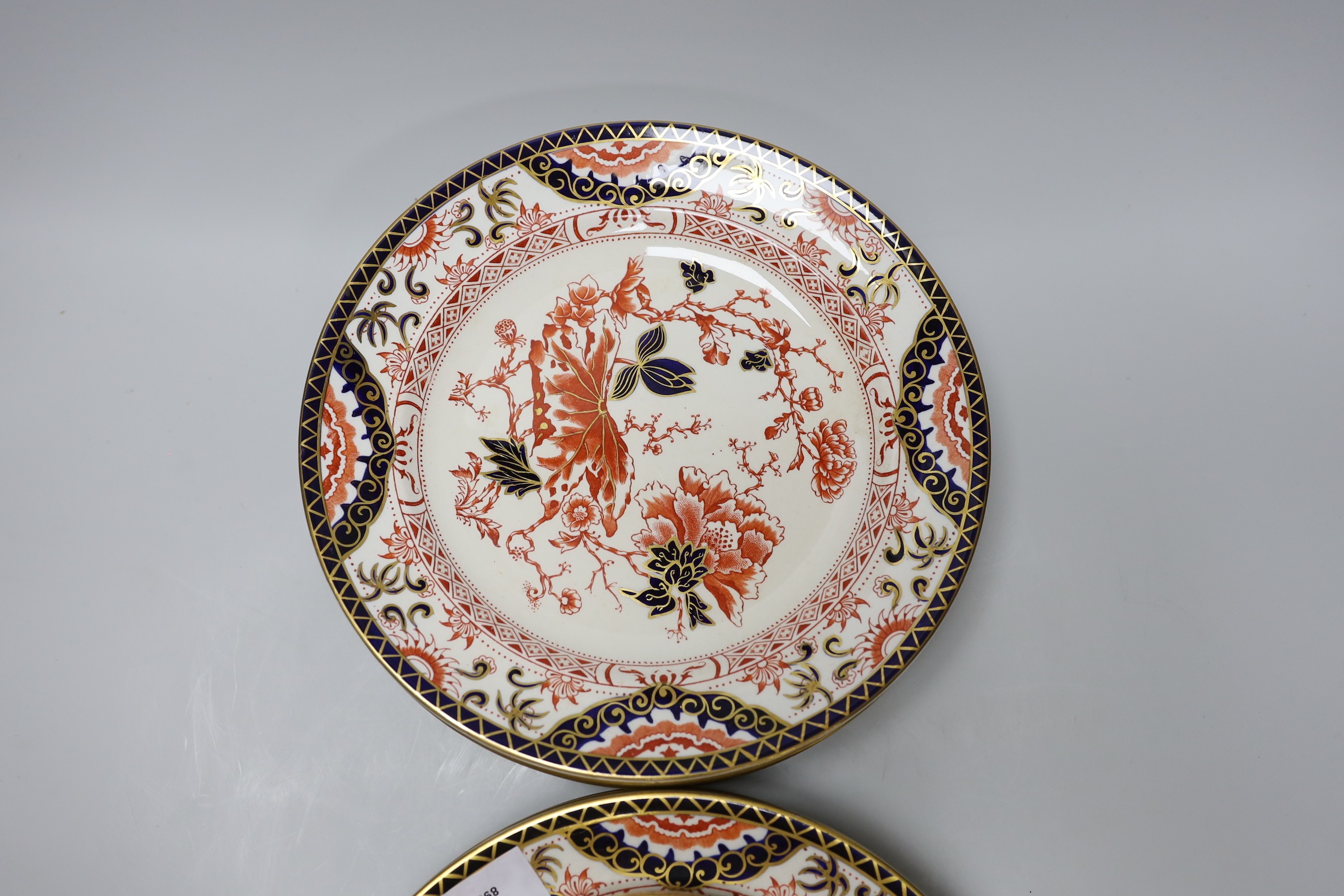 A part set of Royal Crown Derby Imari pattern plates (12 large and 11 small) 17cm & 26cm